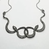 Wholesale Double Snake Necklace Silver Color Pendant with Chain
